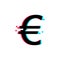 Euro glitch icon on white background.