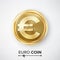 Euro Gold Coin Vector. Realistic Money Sign Illustration