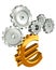 Euro golden symbol and metal cogs