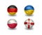Euro group C. football balls with national flags of germany, ukraine, poland, northern ireland