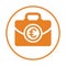 Euro luggage bag icon. Orange version vector