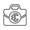 Euro luggage bag line icon. outline design