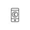 Euro mobile banking outline icon