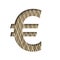 Euro money business symbol on a embossed metal sheet. Decorative steel alphabet