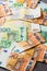 Euro Money. euro cash background. Euro Money Banknotes. Pile of paper euro banknotes as part of the united country\\\'s payment