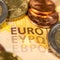 Euro money, paper banknotes and coins close-up macro