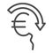Euro rate fall line icon, economic sanctions concept, Euro depreciation sign on white background, currency with