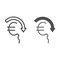 Euro rate fall line and solid icon, economic sanctions concept, Euro depreciation sign on white background, currency