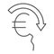 Euro rate fall thin line icon, economic sanctions concept, Euro depreciation sign on white background, currency with