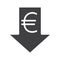 Euro rate falling glyph icon