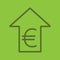 Euro rate rising color linear icon