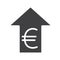 Euro rate rising glyph icon