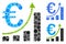 Euro sales growth Mosaic Icon of Spheric Items