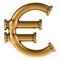 Euro sign from copper, bronze or brass pipes, 3D rendering