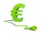 Euro sign green power plug