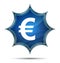 Euro sign icon magical glassy sunburst blue button