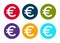 Euro sign icon modern flat round button set illustration