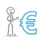 Euro sign stick man cartoon figure