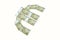 Euro sign symbol made of banknotes greenback paper money