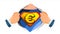 Euro Sign Vector. Superhero Open Shirt With Shield Badge. Isolated Flat Cartoon Comic Illustration