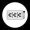 Euro slot reels icon black and white vector illustration
