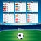 Euro Soccer Table with Flags. Vector Design