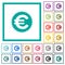 Euro sticker flat color icons with quadrant frames