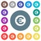 Euro sticker flat white icons on round color backgrounds