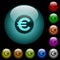 Euro sticker icons in color illuminated glass buttons