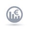 Euro stock market icon - European currency exchange rate sign