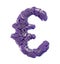 Euro symbol in a 3D illustration made of broken plastic purple color isolated on a white