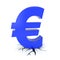 Euro symbol breaking the ground