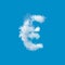 Euro symbol, letter made of clouds in a Blue Sky, 3d rendering