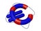Euro symbol like lifebuoy, low cost travel concepts,