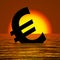 Euro Symbol Sinking And Sunset Showing Depression