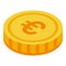 Euro token icon, isometric style