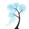 The euro tree. Euro fly around in the wind. Vector illustration