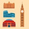 Euro trip tourism travel design famous building and euro adventure international vector illustration.