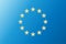 Euro union flag. Vector twelve european golden shapes stars isolated on a blue background. EU emblem sky