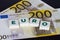 Euro Word with Green Letters and Euro Banknote