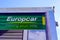 europcar moving your way logo brand and text sign on rear truck panel van of rental