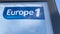 Europe 1 logo sign and brand text of french radio channel studio in Paris