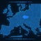 Europe abstract map. Czech Republic highlighted. Vector background. Futuristic style map.