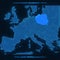 Europe abstract map. Poland highlighted. Vector background. Futuristic style map.