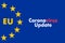 EUROPE CORONAVIRUS UPDATE text on blue background