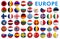 Europe counties flags - 3D realistic