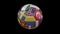 Europe flags on soccer ball rotating on transparent, 4k footage with alpha, loop 4