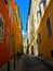 Europe, France, Corsica, Bastia, alleyway, facade, window and blue shutter