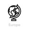 Europe globe on a stand icon. Editable line vector. Simple isolated single sign.