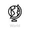 Europe globe on a stand icon. Editable line vector. Simple isolated single sign.